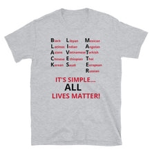 Load image into Gallery viewer, Black Lives Matter All Lives Matter Short-Sleeve Unisex T-Shirt